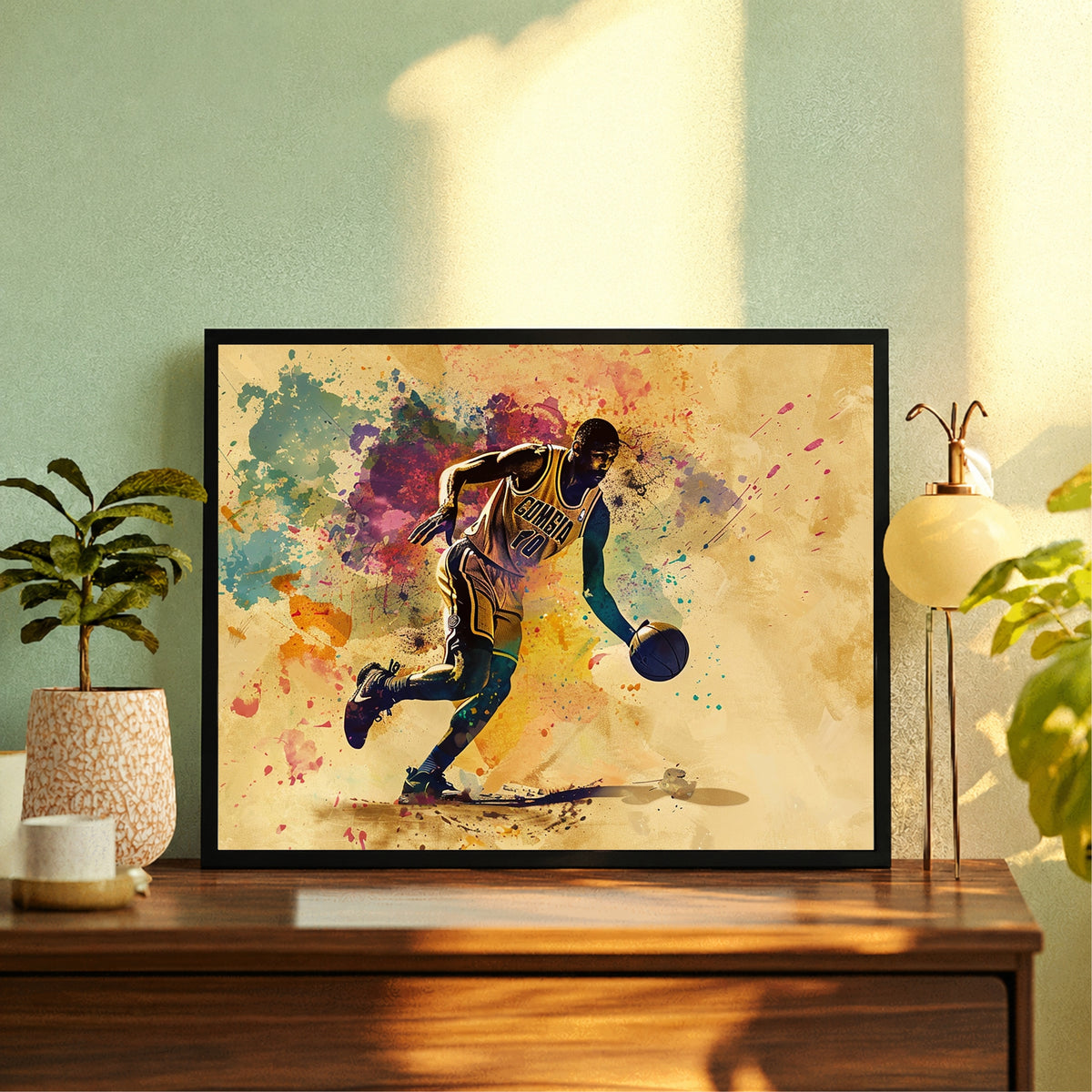 Basketball Player Action Wall Art | Framed Sports Print