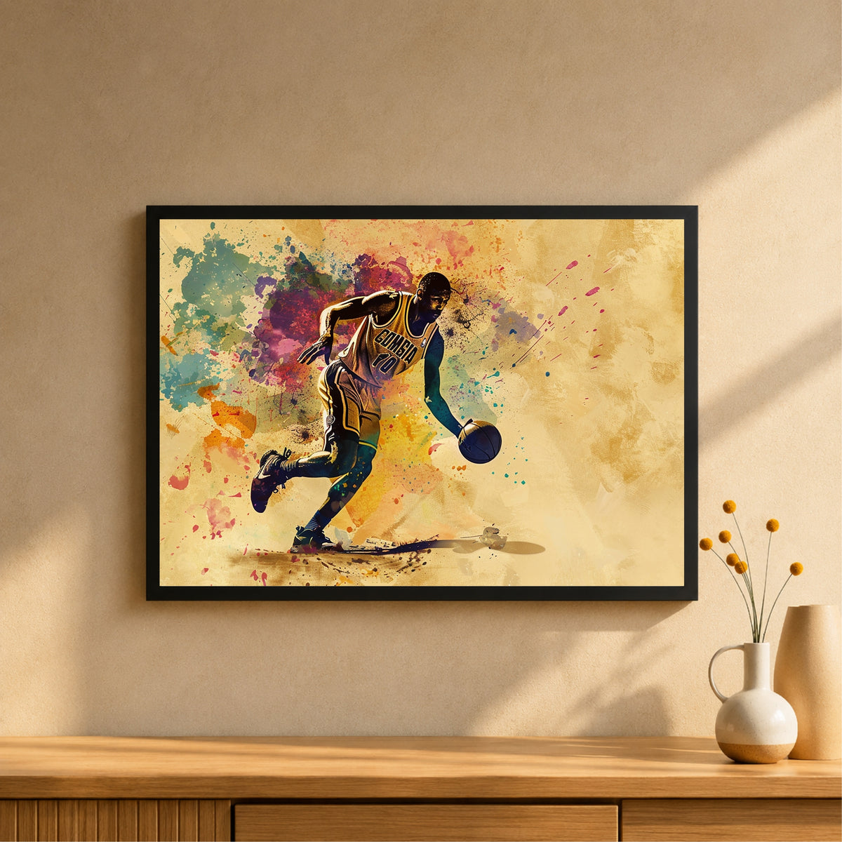 Basketball Player Action Wall Art | Framed Sports Print