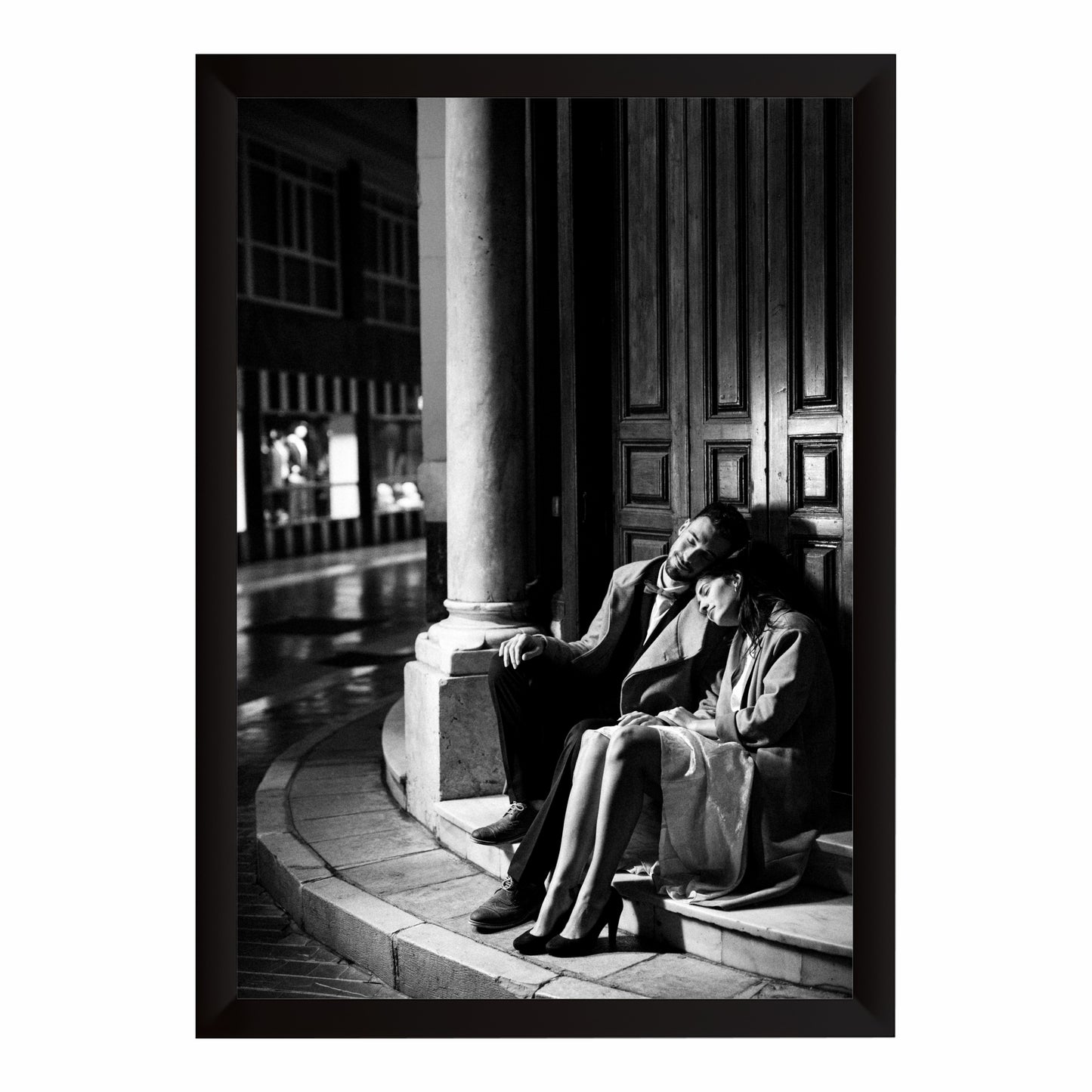 Romantic Couple Resting Together Wall Art | Black & White Fine Art Photography | Moody Love Canvas Print | Minimalist Bedroom Wall Decor