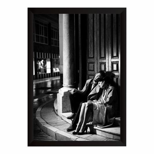 Romantic Couple Resting Together Wall Art | Black & White Fine Art Photography | Moody Love Canvas Print | Minimalist Bedroom Wall Decor