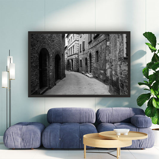 Historic Stone Street Black & White Wall Art | Architecture Photography