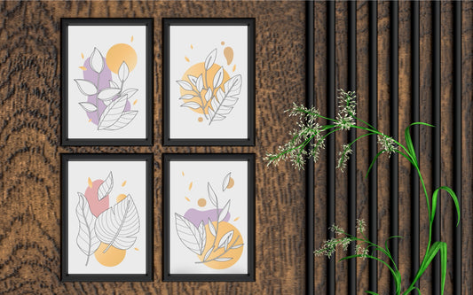 Pastel Harmony Botanical Wall Frame Set of 4 🌿🎨