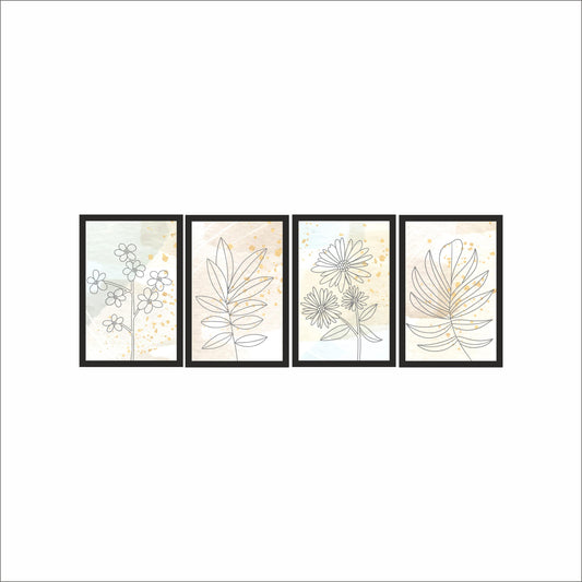 Golden Bloom Botanical Wall Frame Set of 4 🌼✨