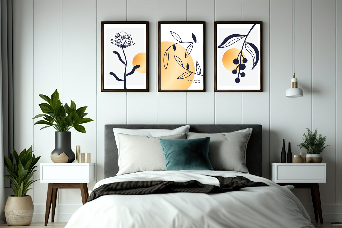Modern Botanical Bliss Wall Frame Set of 3 🌿🖤