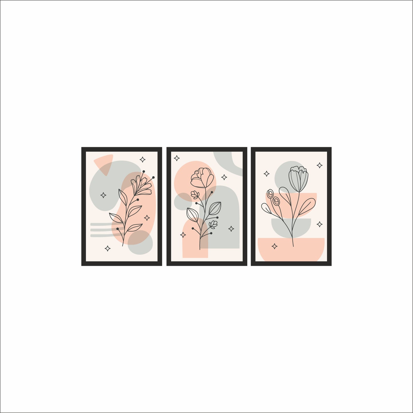 Pastel Harmony Floral Wall Frame Set of 3 🌸✨