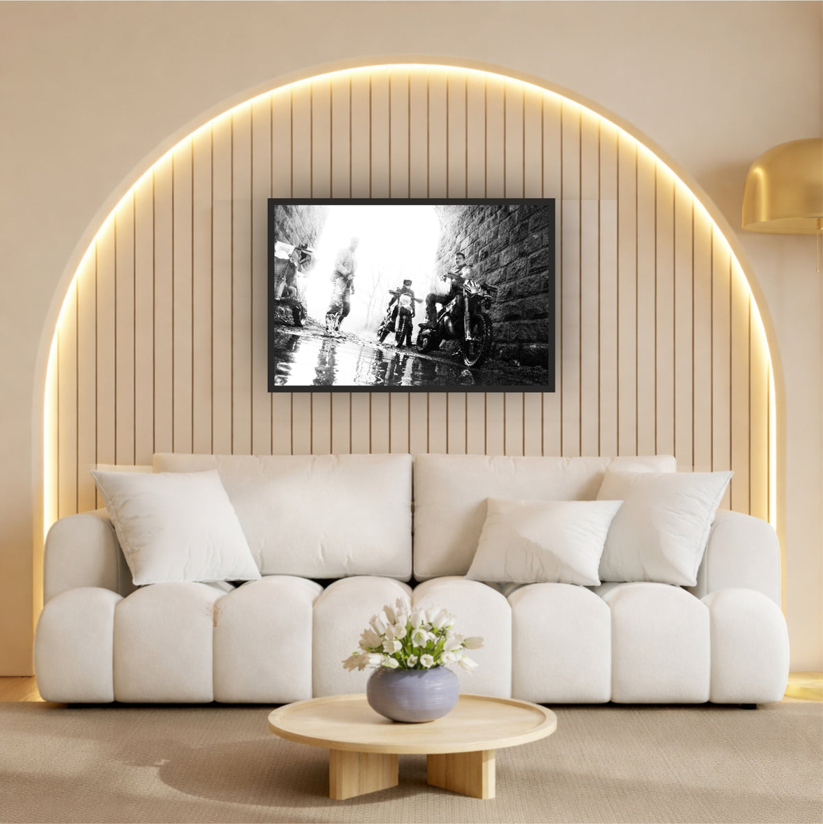 Motocross Riders Wall Art | Black & White Motorcycle Photography | Off-Road Adventure Canvas Print | Industrial Sports Wall Decor