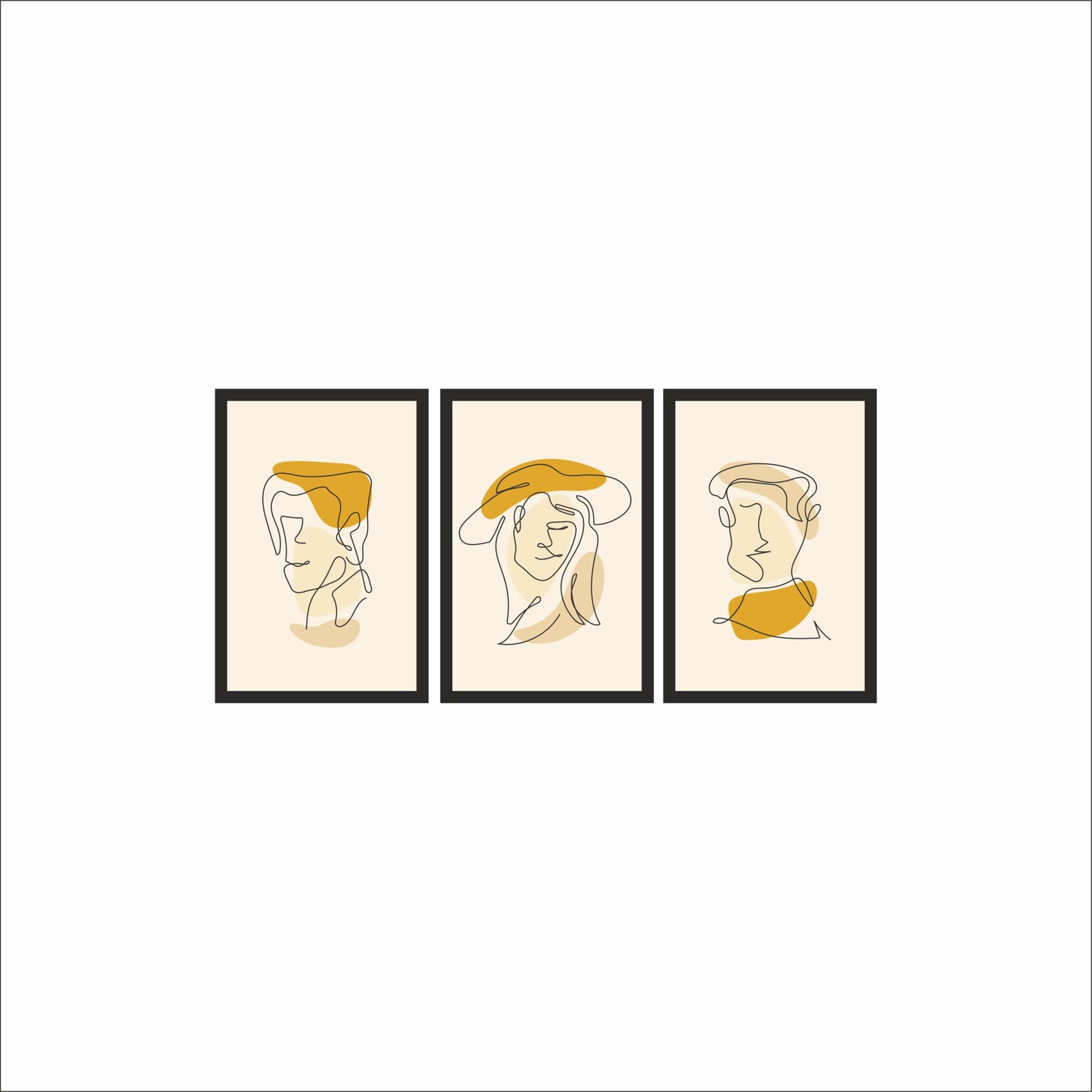 Golden Aura Minimal Line Art Wall Frame Set of 3 ✨🖼️