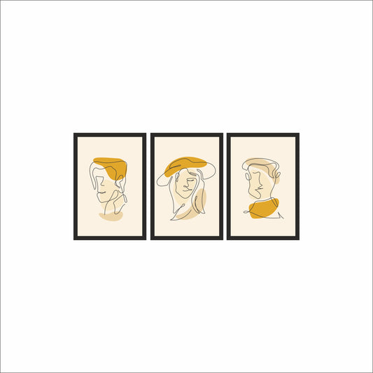Golden Aura Minimal Line Art Wall Frame Set of 3 ✨🖼️