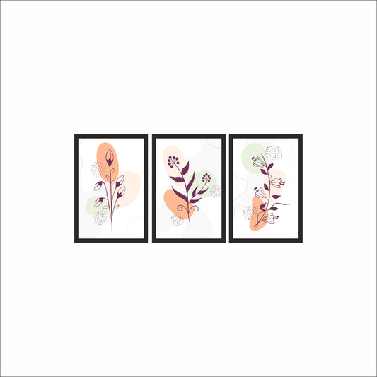 Modern Botanical Line Art Wall Frame Set of 3 – Elegant Floral Wall Décor 🌿
