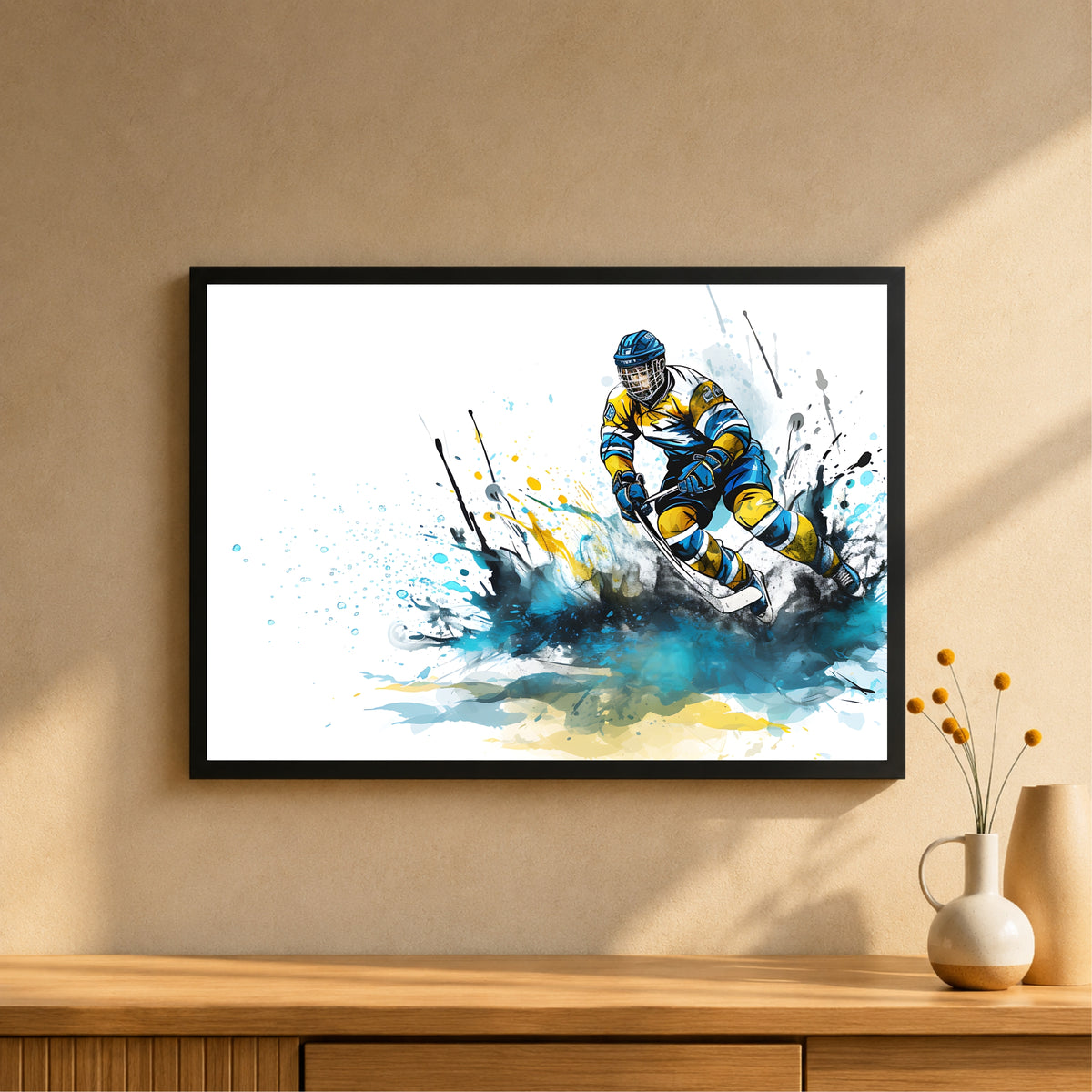 Hockey Player Action Wall Art | Framed Sports Print