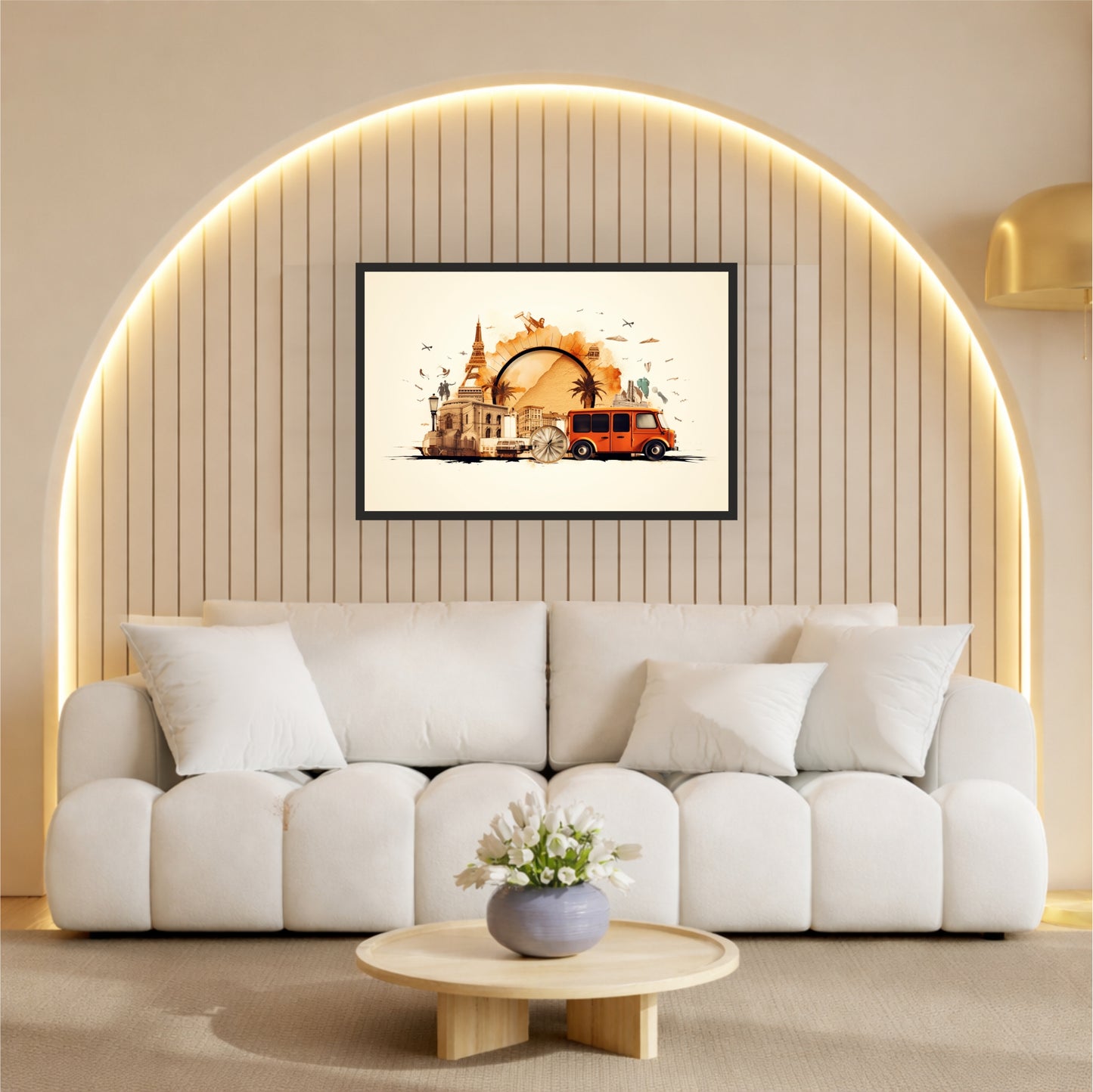 Vintage Travel & World Tour Wall Art | Eiffel Tower & Retro Van Poster