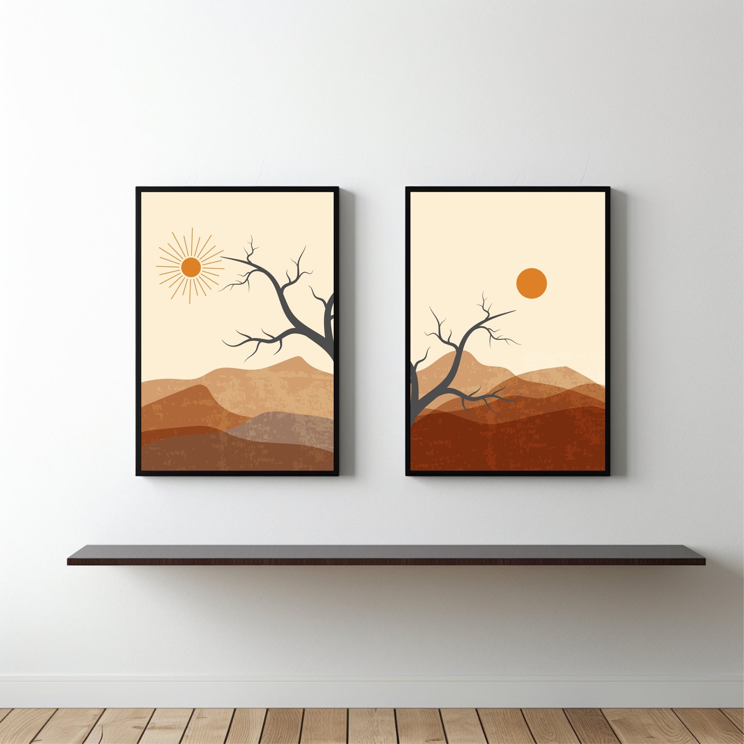 Desert Horizon Duo – Earthy Landscape Minimal Wall Frame Set 🌞