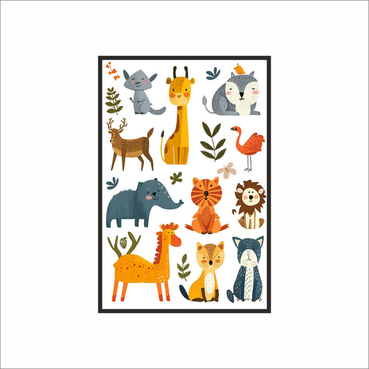 Jungle Friends Kids Wall Frame – Cute Animal Art for Playful Spaces 🦒🦁
