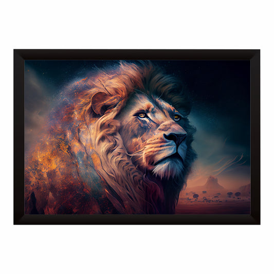 Lion Wall Art | Majestic Lion Wildlife Artwork | Framed African Safari Animal Decor | Modern Nature Wall Decor
