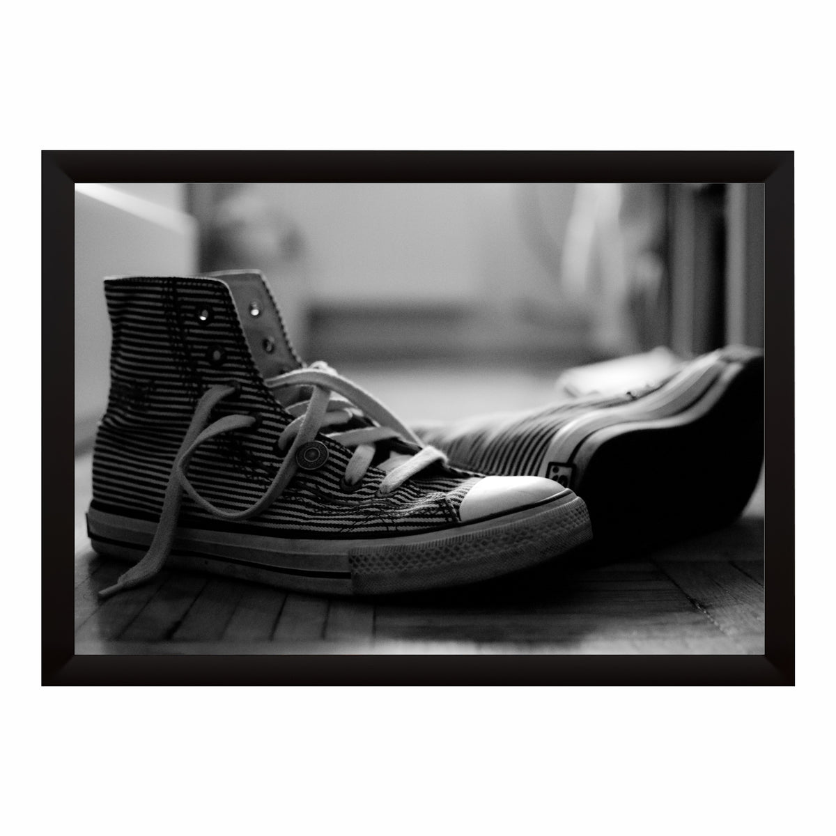 Black & White Sneakers Wall Art | Monochrome Shoes Artwork | Modern Decor