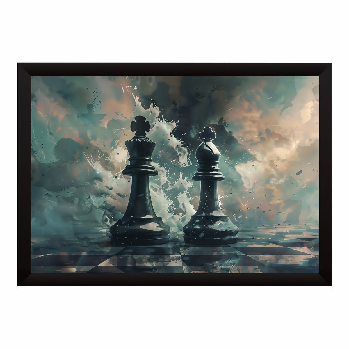 Chess King & Queen Wall Art | Framed Chess Strategy Sports Print