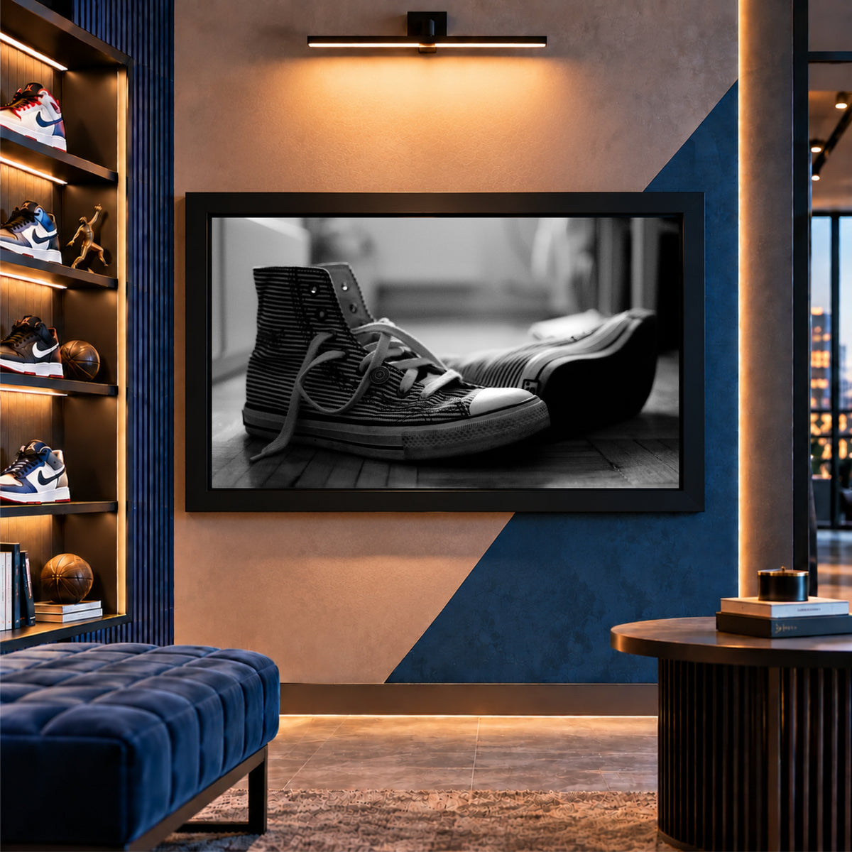 Black & White Sneakers Wall Art | Monochrome Shoes Artwork | Modern Decor
