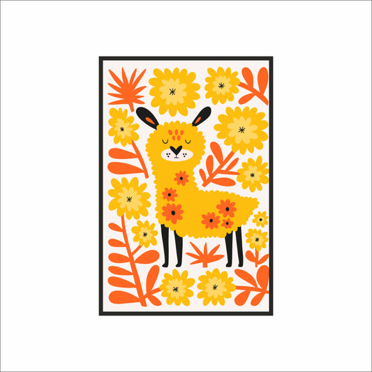 Floral Llama Kids Wall Frame – Cheerful Décor for Happy Spaces 🦙🌼