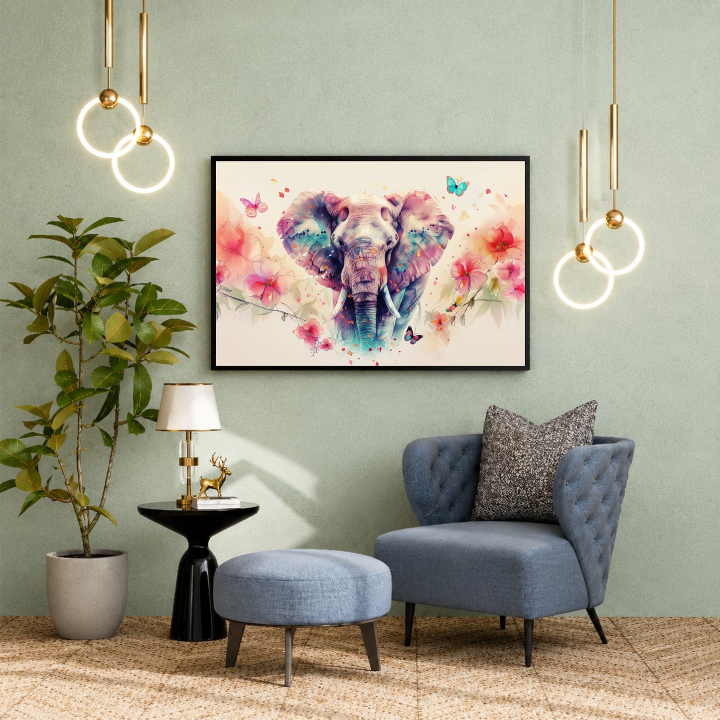 Watercolor Elephant Wall Art