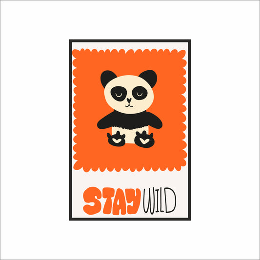 Stay Wild Panda Kids Wall Frame – Fun & Playful Jungle Vibes 🐼🧡