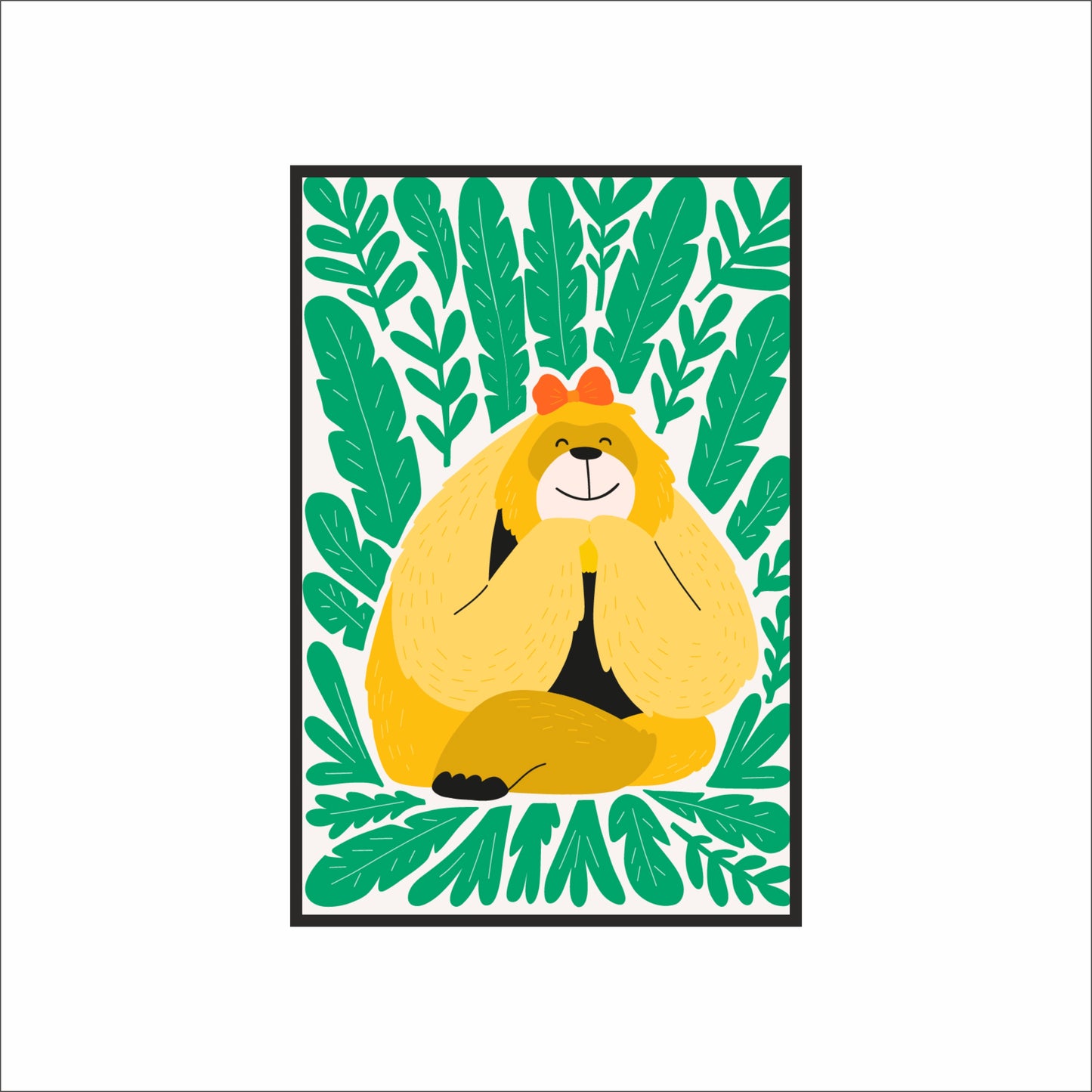 Happy Jungle Bear Kids Wall Frame – Whimsical & Heartwarming Wall Art 🐻🌿