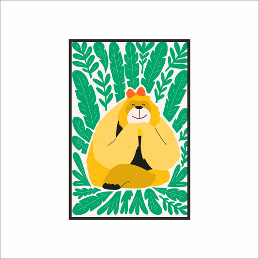 Happy Jungle Bear Kids Wall Frame – Whimsical & Heartwarming Wall Art 🐻🌿