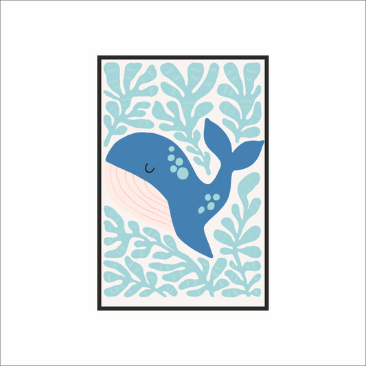 Smiling Blue Whale Kids Wall Frame – Ocean-Inspired Joy for Little Rooms 🐋💙