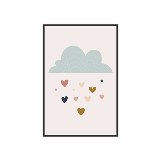 Love Rain Cloud Wall Frame – Cute Boho Kids’ Room Art ☁️💖