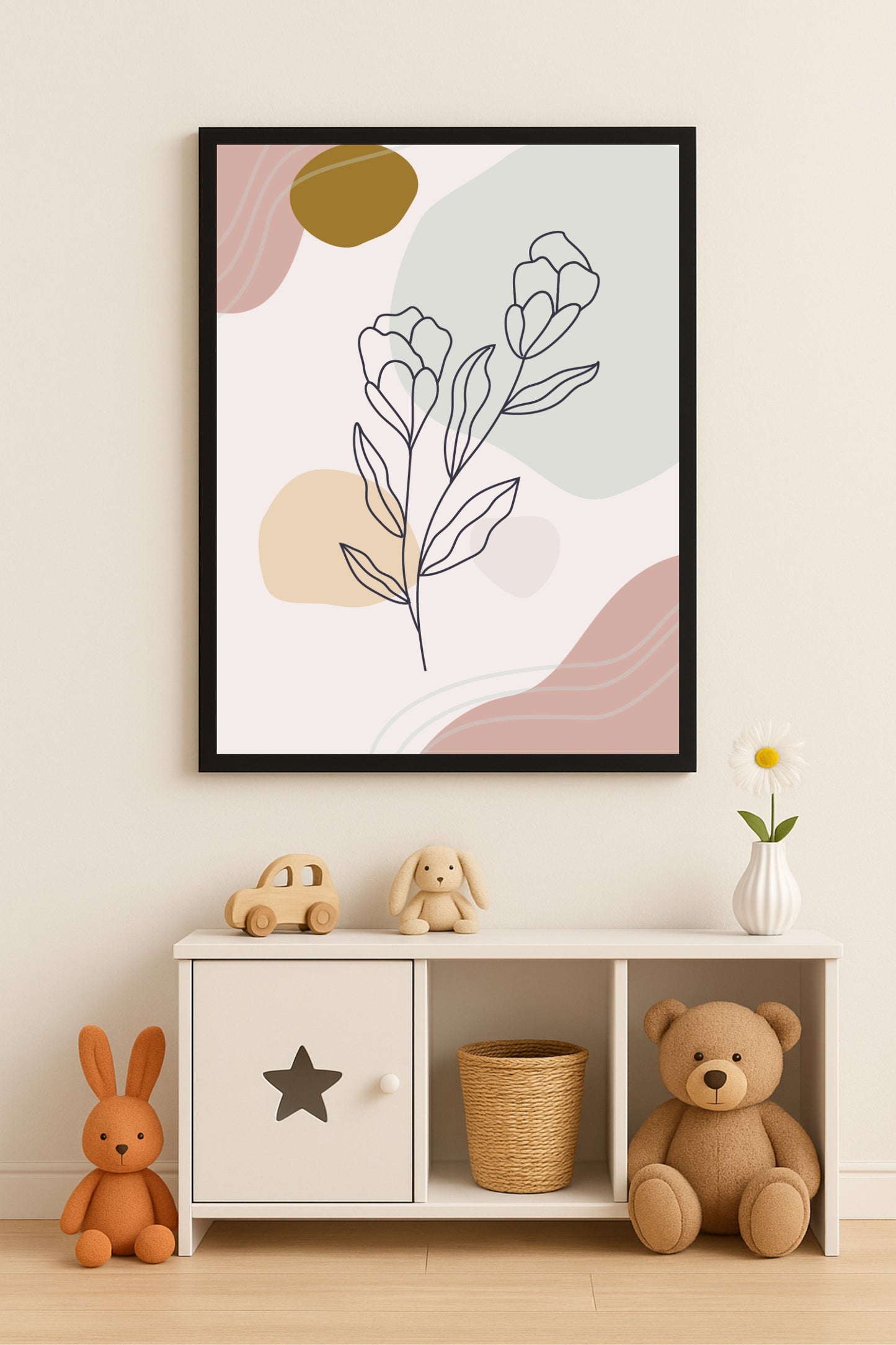 Sunshine Bloom Wall Frame – Cute Floral Art for Kids’ Room Décor 🌼