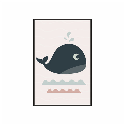 Ocean Buddy Whale Wall Frame – Adorable Sea-Themed Art for Kids’ Room Décor 🐋