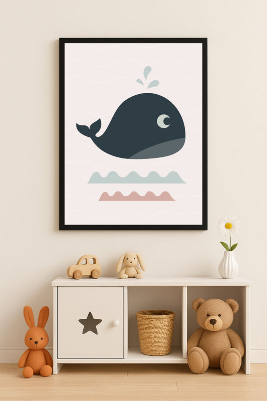 Ocean Buddy Whale Wall Frame – Adorable Sea-Themed Art for Kids’ Room Décor 🐋
