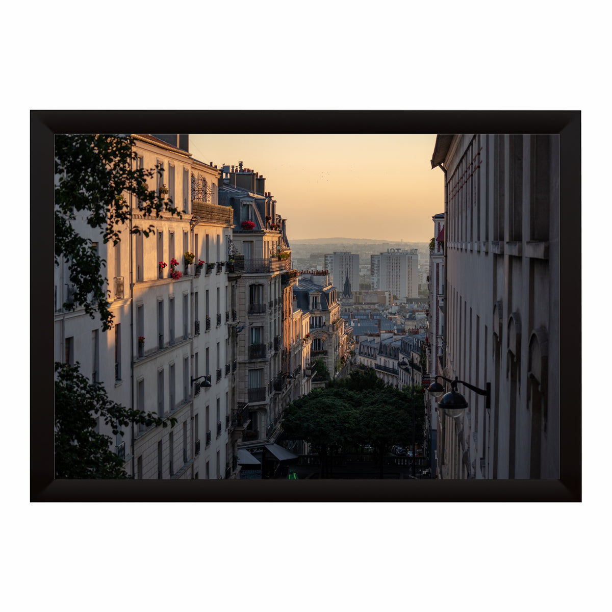 Paris Sunset Cityscape Wall Art | European Architecture Photography | Framed Wall Decor