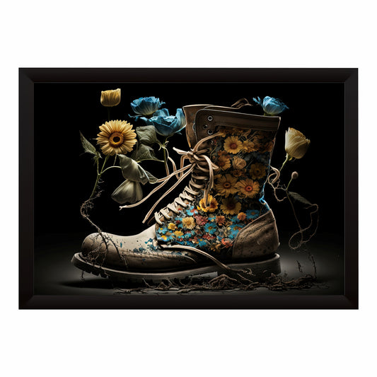 Floral Sneakers Wall Art | Flower Shoes Artwork | Artistic Fashion Decor