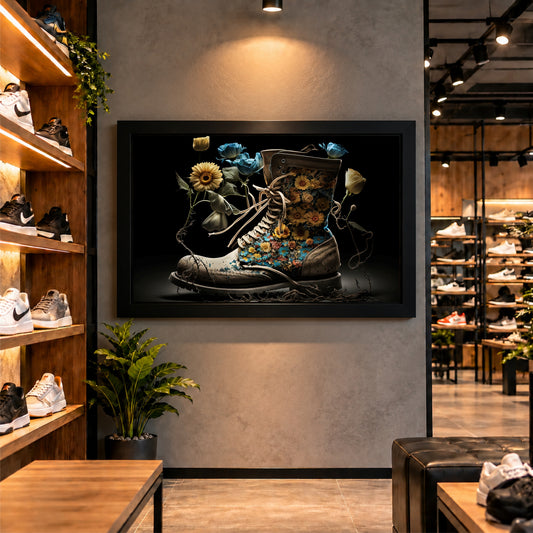 Floral Sneakers Wall Art | Flower Shoes Artwork | Artistic Fashion Decor