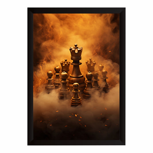 Chess Wall Art – King Chess Piece Strategy Poster, Luxury Chess Board Game Artwork, Modern Framed Wall Décor for Office, Study Room & Game Room