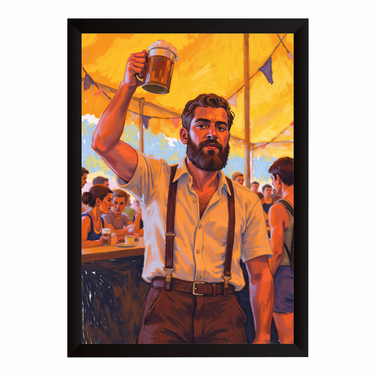 Beer Wall Art | Framed Beer Mug Artwork | Bar & Pub Décor for Home, Restaurant & Café