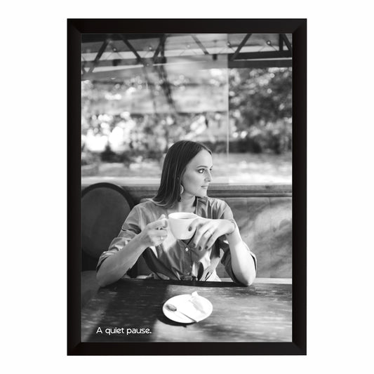 A Quiet Pause Wall Art | Black & White Coffee Photography Print