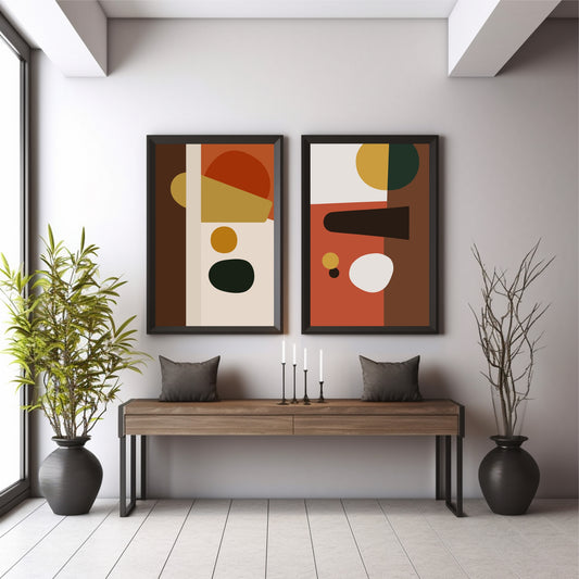 Modern Abstract Geometric Wall Art | Earthy Minimalist Decor