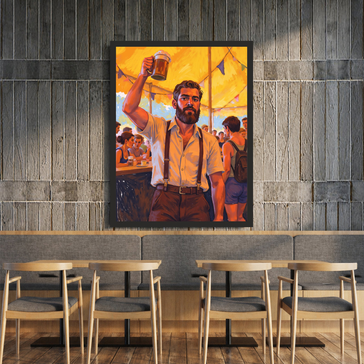 Beer Wall Art | Framed Beer Mug Artwork | Bar & Pub Décor for Home, Restaurant & Café