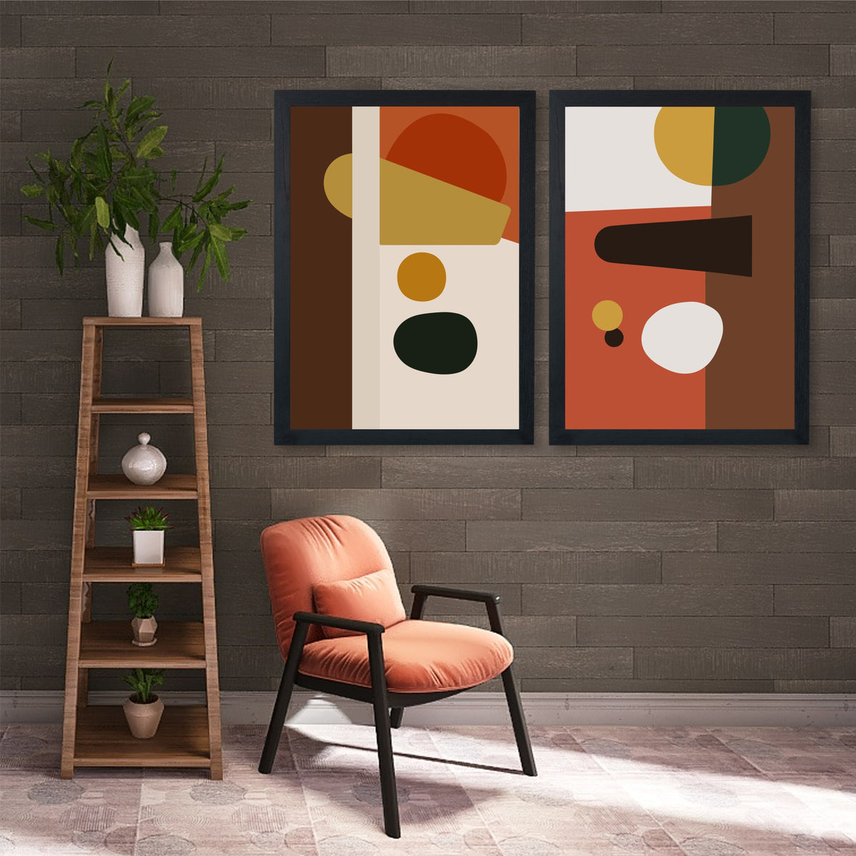 Modern Abstract Geometric Wall Art | Earthy Minimalist Decor