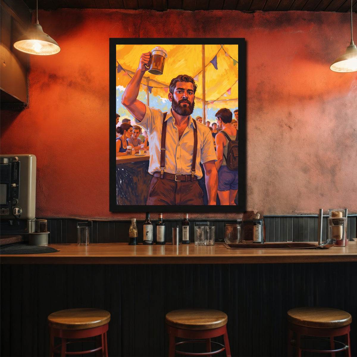 Beer Wall Art | Framed Beer Mug Artwork | Bar & Pub Décor for Home, Restaurant & Café