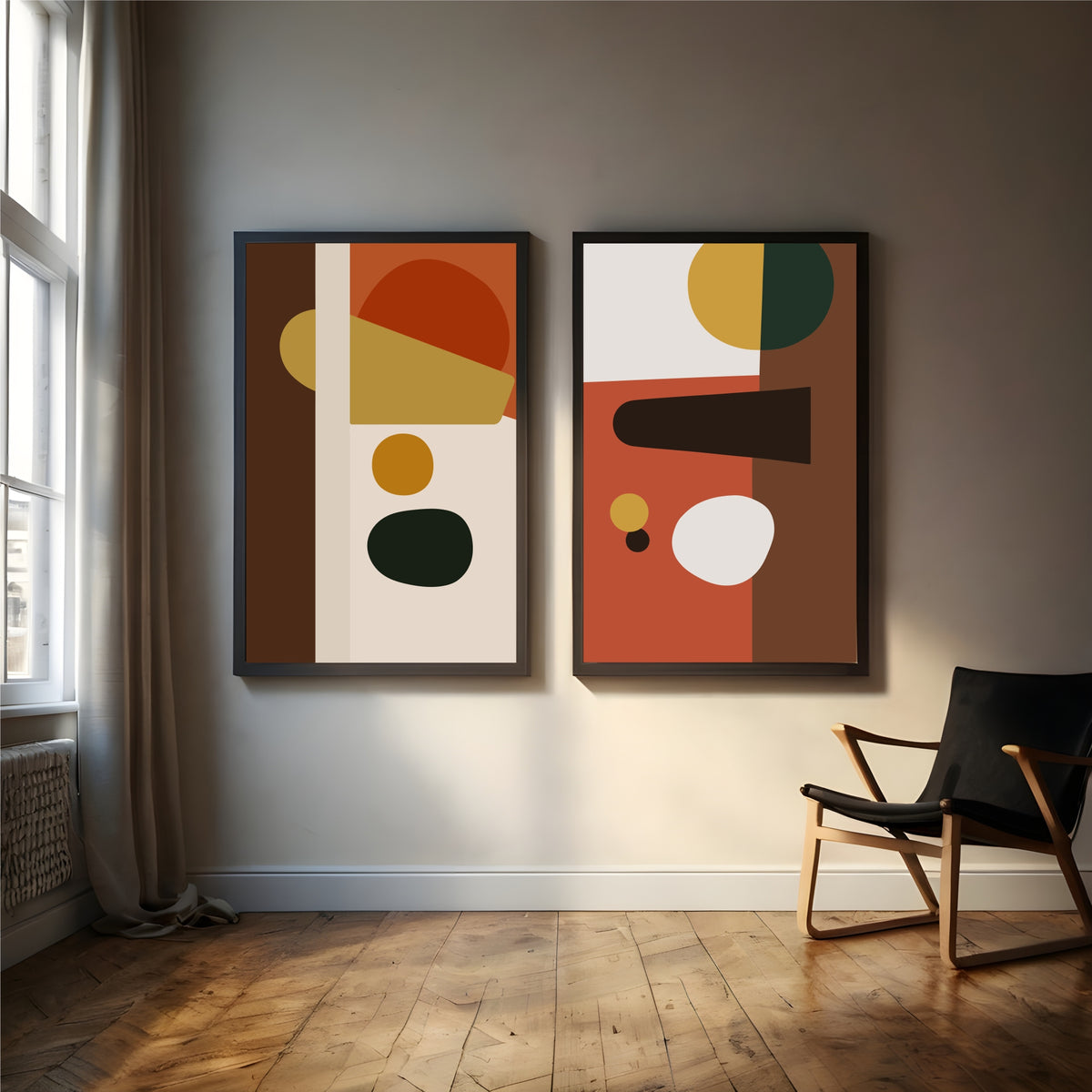 Modern Abstract Geometric Wall Art | Earthy Minimalist Decor