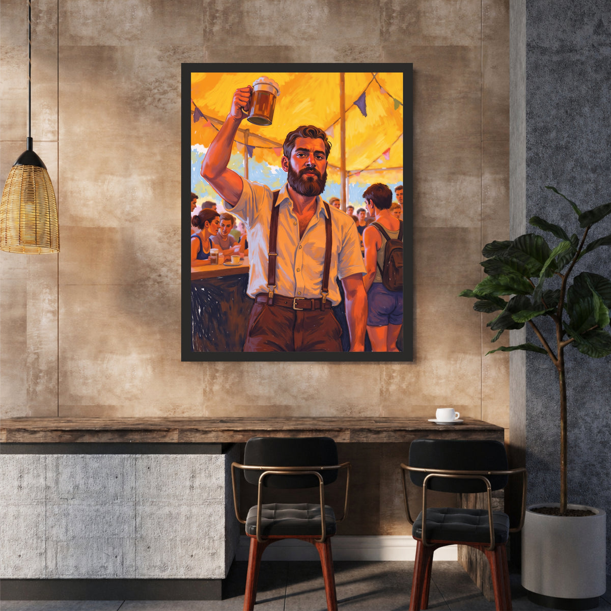 Beer Wall Art | Framed Beer Mug Artwork | Bar & Pub Décor for Home, Restaurant & Café