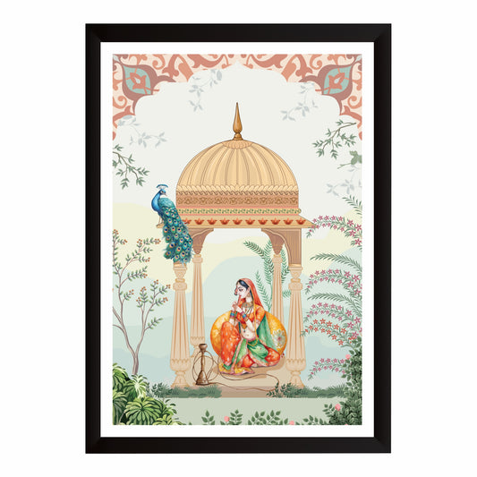 Mughal Queen Wall Art | Royal Indian Palace Illustration | Traditional Rajasthani Heritage Artwork | Vintage Ethnic Home Decor