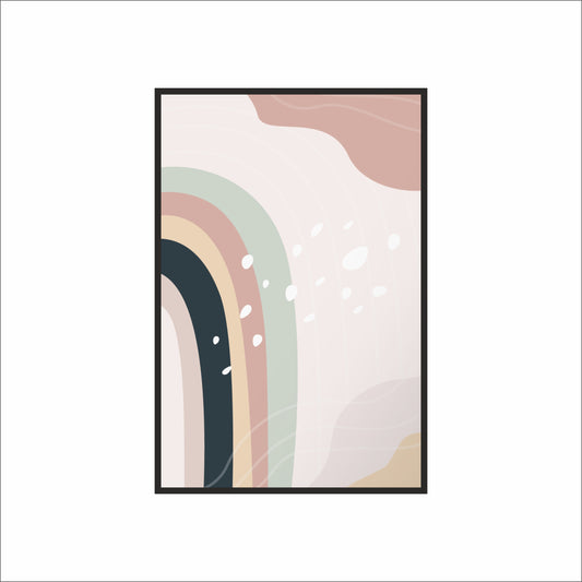 Pastel Rainbow Wall Frame – Joyful Abstract Art for Kids’ Room Décor 🌈