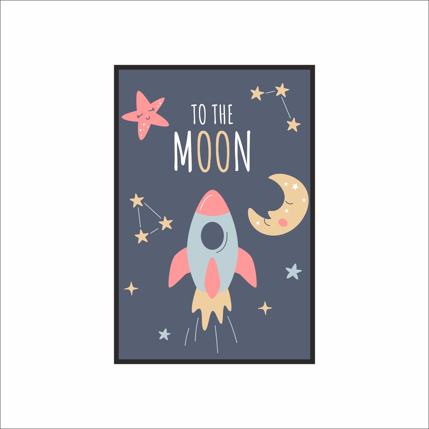 🚀 “To The Moon” Kids Wall Art – Cute Space Theme Room Décor 🌙✨