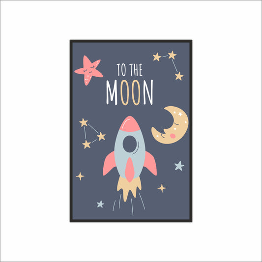 🚀 “To The Moon” Kids Wall Art – Cute Space Theme Room Décor 🌙✨
