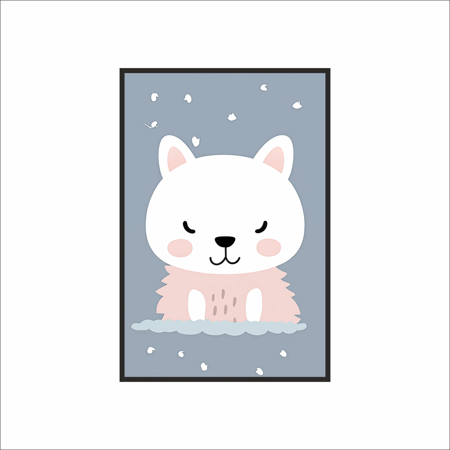 🐻 Cute Bear Kids Wall Art – Soft Pastel Nursery Room Frame 🌙