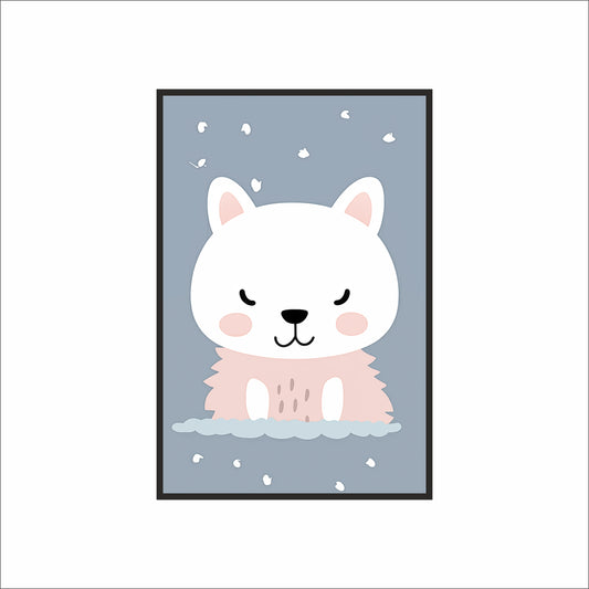 🐻 Cute Bear Kids Wall Art – Soft Pastel Nursery Room Frame 🌙