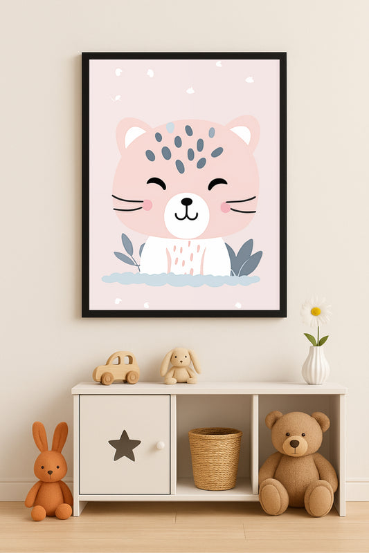 🐯 Cute Tiger Kids Wall Art – Pastel Nursery Room Frame 🌙